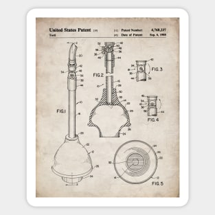 Toilet Plunger Patent - Housewarming Bathroom Art - Antique Sticker